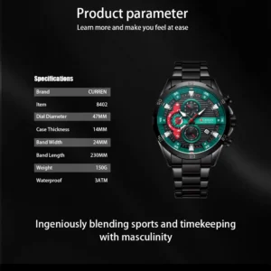 CURREN Stainless Steel Watches for Mens Creative Fashion Luminous Dial with Chronograph Clock Male Casual Wristwatches - Image 33