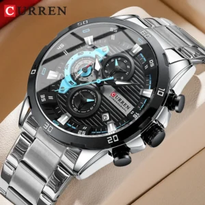 CURREN Stainless Steel Watches for Mens Creative Fashion Luminous Dial with Chronograph Clock Male Casual Wristwatches - Image 1